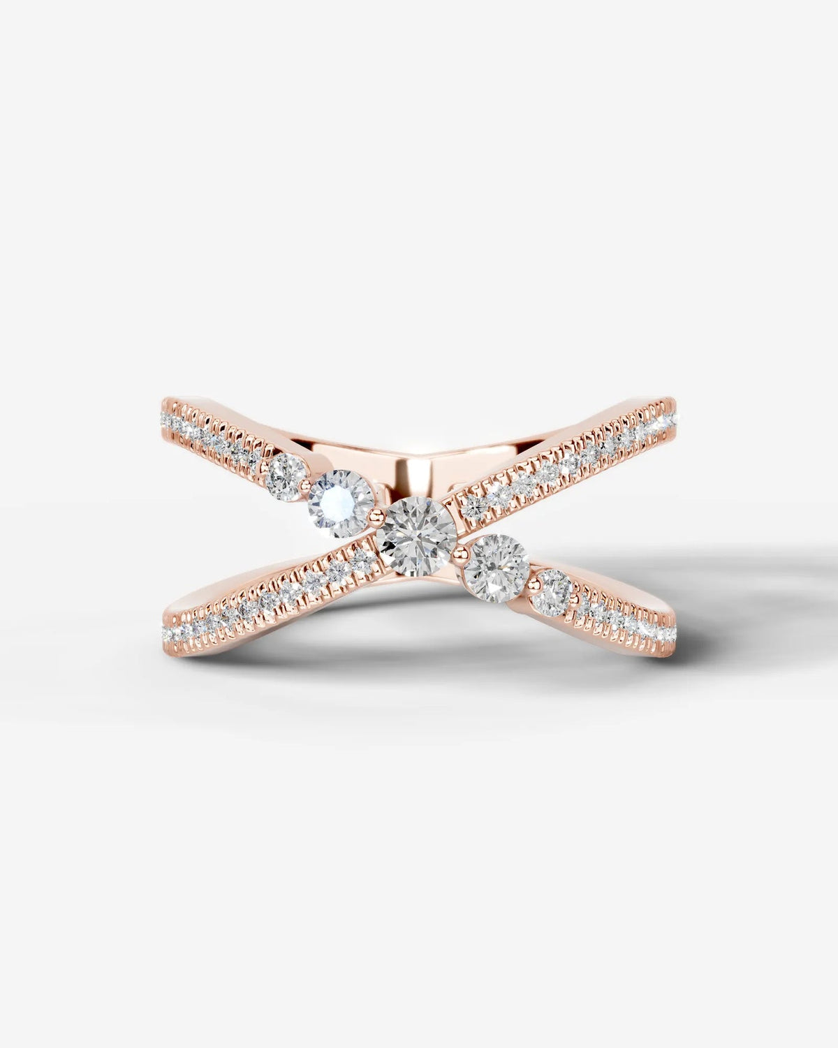 Lab Grown Diamond Intersecting Pavé Crossover Band Ring