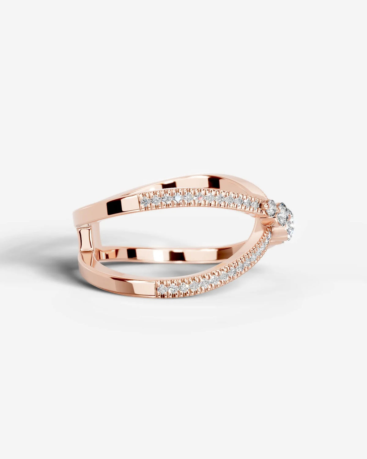 Lab Grown Diamond Intersecting Pavé Crossover Band Ring