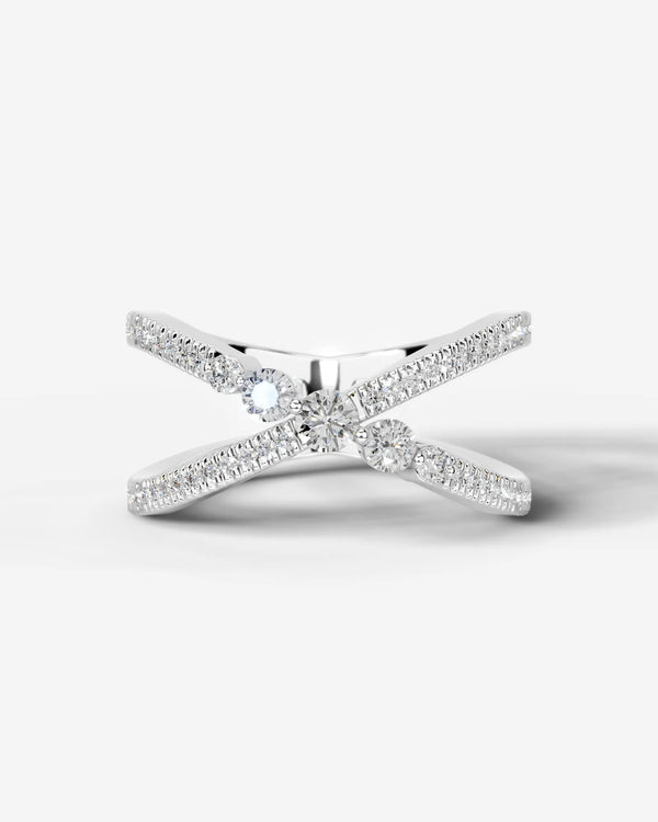 Lab Grown Diamond Intersecting Pavé Crossover Band Ring