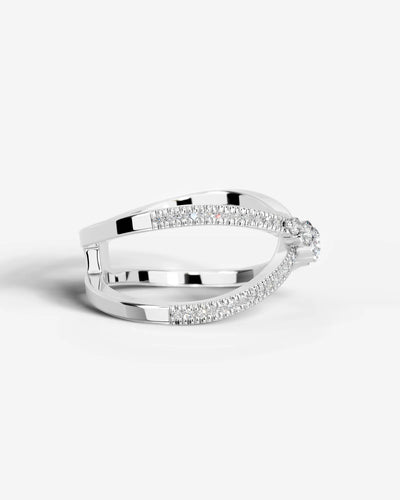 Lab Grown Diamond Intersecting Pavé Crossover Band Ring