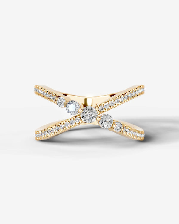 Lab Grown Diamond Intersecting Pavé Crossover Band Ring