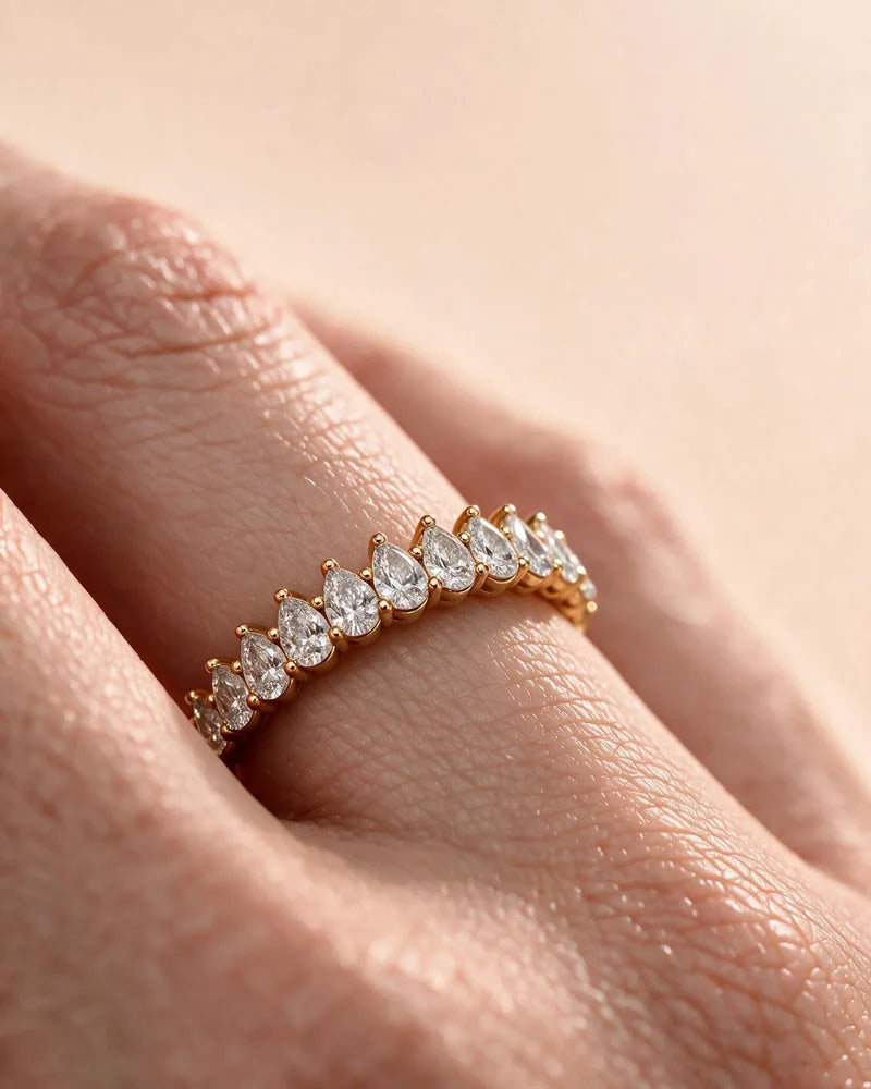 Lab Grown Diamond Pear Cut North-South Eternity Wedding Band Ring