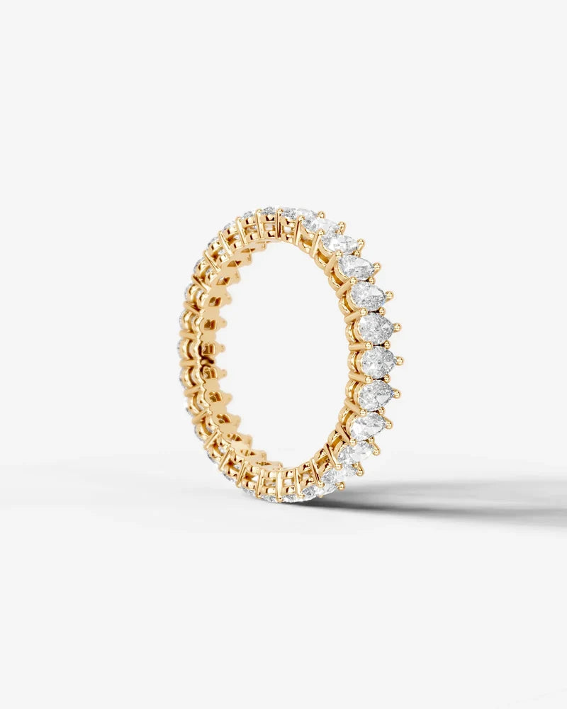 Lab Grown Diamond Pear Cut North-South Eternity Wedding Band Ring