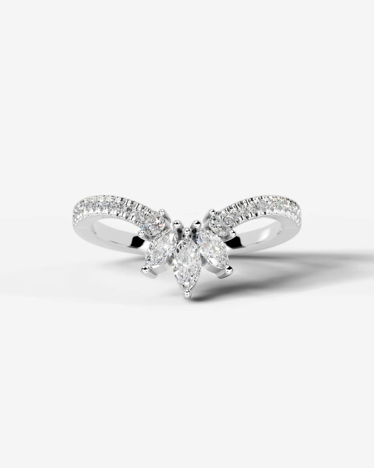 Lab Grown Diamond Curved Marquise Cluster Band Ring