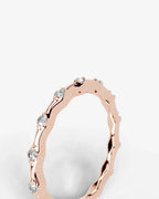 Lab Grown Diamond Round Cut Dot and Bar Bezel Eternity Wedding Band Ring
