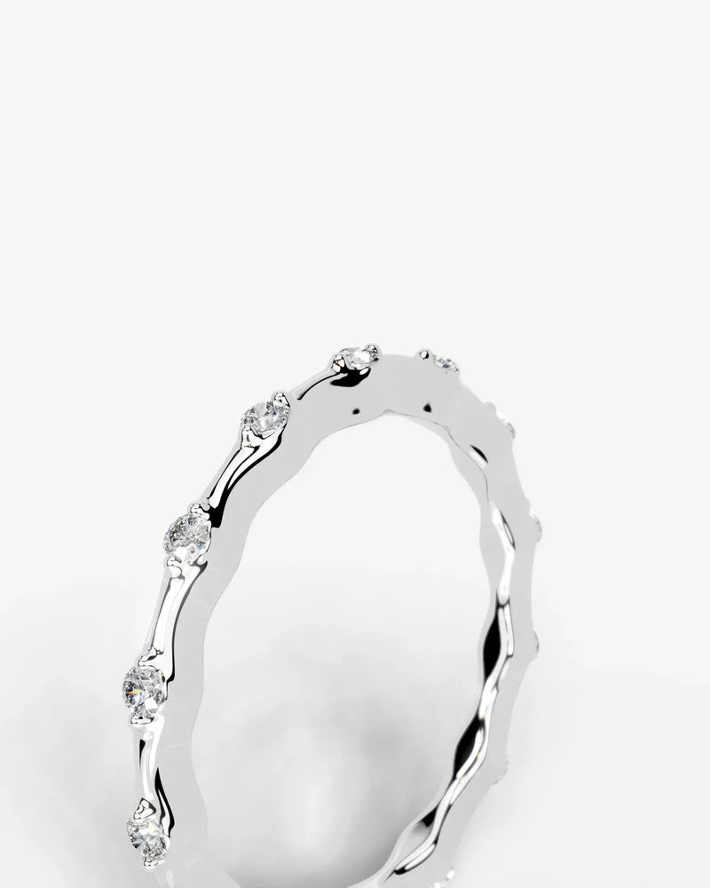 Lab Grown Diamond Round Cut Dot and Bar Bezel Eternity Wedding Band Ring