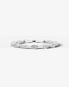 Lab Grown Diamond Round Cut Dot and Bar Bezel Eternity Wedding Band Ring