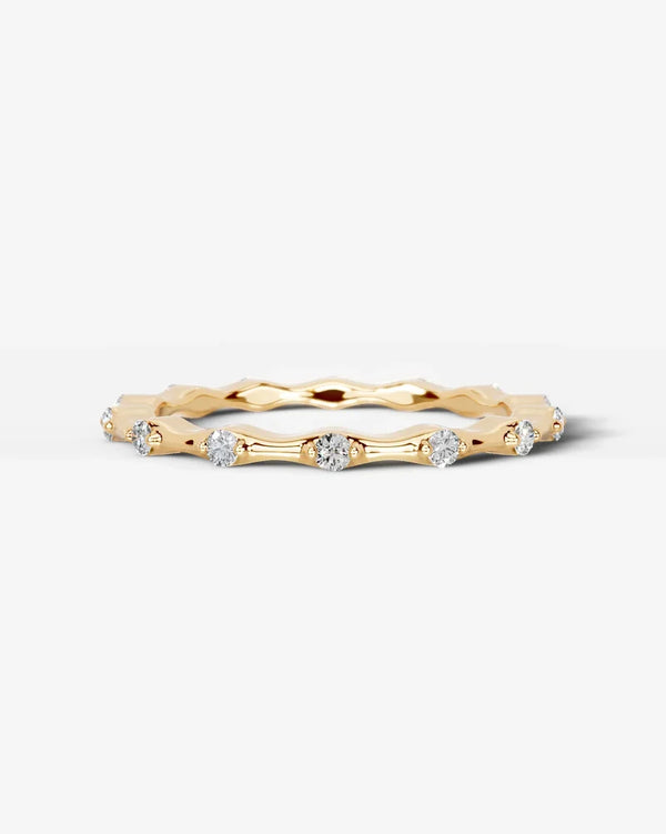 Lab Grown Diamond Round Cut Dot and Bar Bezel Eternity Wedding Band Ring
