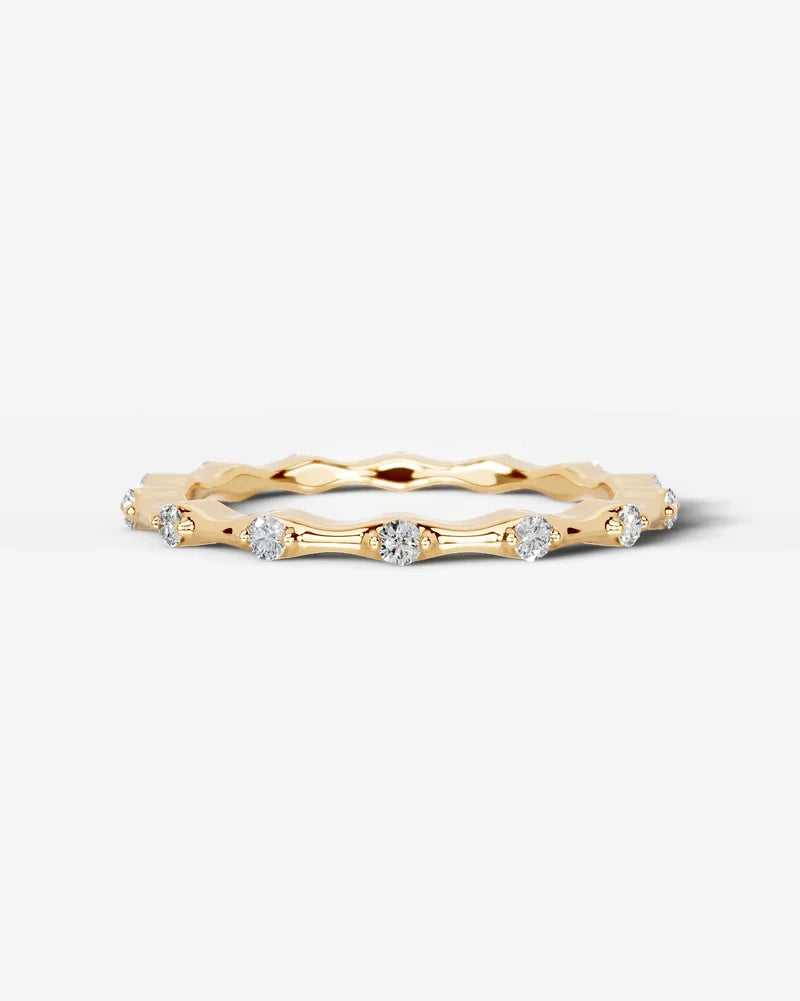 Lab Grown Diamond Round Cut Dot and Bar Bezel Eternity Wedding Band Ring