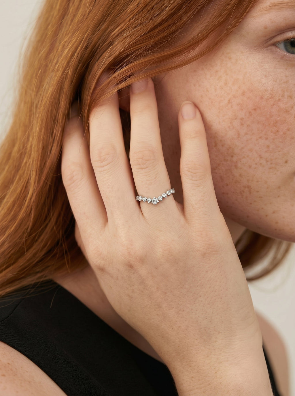 Lab Grown Diamond Curved Drop Cluster Band Ring