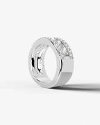 Lab Grown Diamond Elongated Radiant Cut Triple Row Pavé Wedding Band Ring