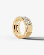 Lab Grown Diamond Elongated Radiant Cut Triple Row Pavé Wedding Band Ring