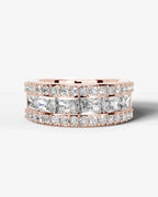 Lab Grown Diamond Elongated Radiant Cut Triple Row Pavé Wedding Band Ring