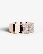 Lab Grown Diamond Elongated Radiant Cut Triple Row Pavé Wedding Band Ring