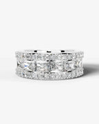 Lab Grown Diamond Elongated Radiant Cut Triple Row Pavé Wedding Band Ring