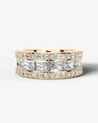 Lab Grown Diamond Elongated Radiant Cut Triple Row Pavé Wedding Band Ring