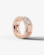 Lab Grown Diamond Emerald Cut Triple Row Pavé Wedding Band Ring