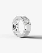 Lab Grown Diamond Emerald Cut Triple Row Pavé Wedding Band Ring