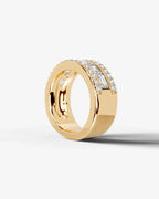 Lab Grown Diamond Emerald Cut Triple Row Pavé Wedding Band Ring