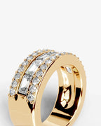 Lab Grown Diamond Emerald Cut Triple Row Pavé Wedding Band Ring