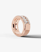 Lab Grown Diamond Heart Cut Triple Row Pavé Wedding Band