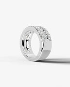 Lab Grown Diamond Heart Cut Triple Row Pavé Wedding Band