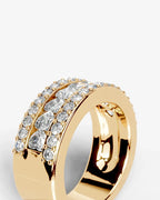 Lab Grown Diamond Heart Cut Triple Row Pavé Wedding Band