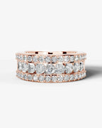 Lab Grown Diamond Heart Cut Triple Row Pavé Wedding Band