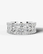Lab Grown Diamond Heart Cut Triple Row Pavé Wedding Band