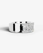 Lab Grown Diamond Heart Cut Triple Row Pavé Wedding Band