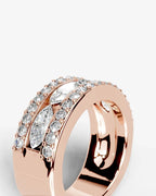 Lab Grown Diamond Marquise Cut Triple Row Pavé Wedding Ring