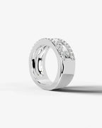 Lab Grown Diamond Marquise Cut Triple Row Pavé Wedding Ring