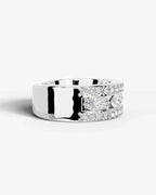 Lab Grown Diamond Marquise Cut Triple Row Pavé Wedding Ring