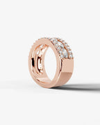 Lab Grown Diamond Oval Cut Triple Row Pavé Wedding Band Ring