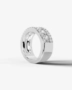 Lab Grown Diamond Oval Cut Triple Row Pavé Wedding Band Ring