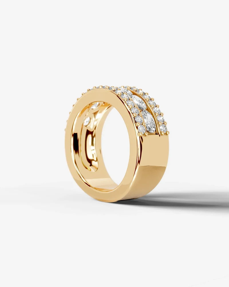 Lab Grown Diamond Oval Cut Triple Row Pavé Wedding Band Ring