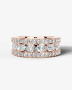 Lab Grown Diamond Oval Cut Triple Row Pavé Wedding Band Ring
