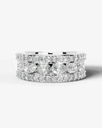 Lab Grown Diamond Oval Cut Triple Row Pavé Wedding Band Ring