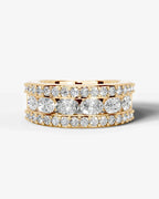 Lab Grown Diamond Oval Cut Triple Row Pavé Wedding Band Ring
