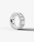 Lab Grown Diamond Pear Cut Triple Row Pavé Wedding Band Ring