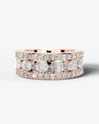 Lab Grown Diamond Pear Cut Triple Row Pavé Wedding Band Ring