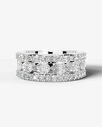 Lab Grown Diamond Pear Cut Triple Row Pavé Wedding Band Ring