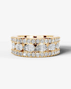 Lab Grown Diamond Pear Cut Triple Row Pavé Wedding Band Ring