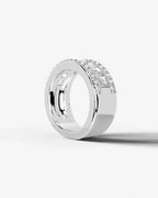 Lab Grown Diamond Princess Cut Triple Row Pavé Wedding Ring