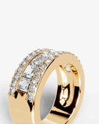 Lab Grown Diamond Princess Cut Triple Row Pavé Wedding Ring