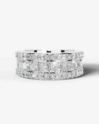 Lab Grown Diamond Princess Cut Triple Row Pavé Wedding Ring