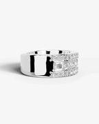Lab Grown Diamond Princess Cut Triple Row Pavé Wedding Ring