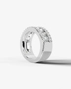 Lab Grown Diamond Round Brilliant Cut Triple Row Pavé Wedding Band Ring