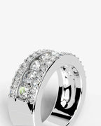 Lab Grown Diamond Round Brilliant Cut Triple Row Pavé Wedding Band Ring