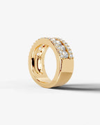 Lab Grown Diamond Round Brilliant Cut Triple Row Pavé Wedding Band Ring